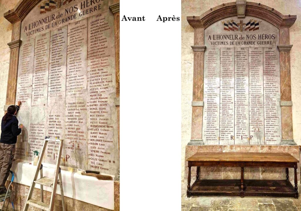 Pech Bleu la Marbrerie – Restauration du monument aux morts de l’église La Madeleine à Béziers